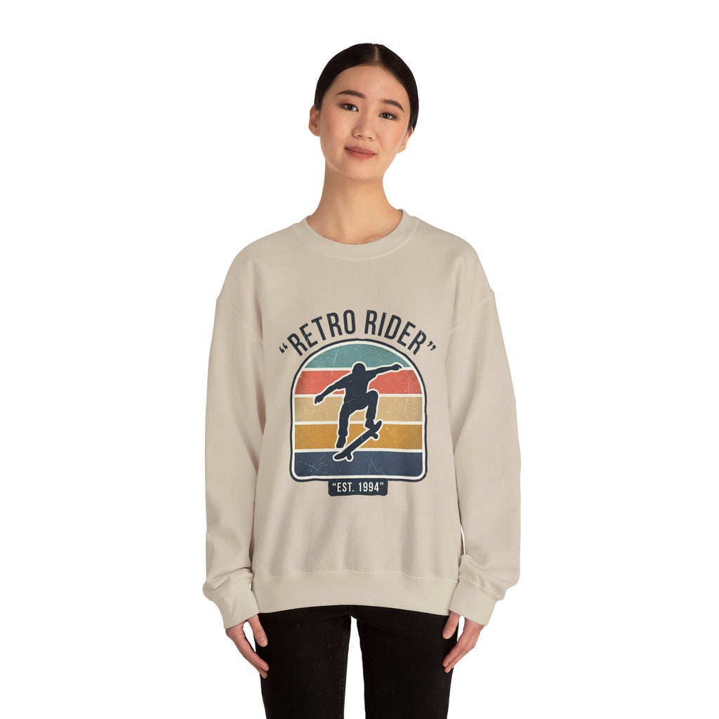 Retro Rider Skate Sweatshirt — Vintage Skateboard Crewneck