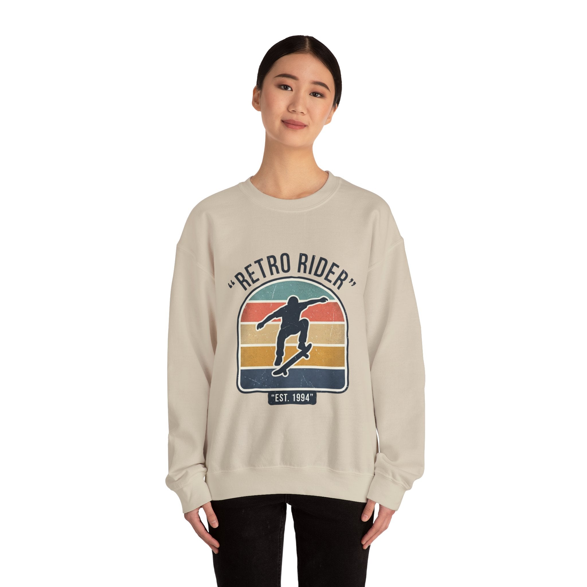 Retro Rider Skate Sweatshirt — Vintage Skateboard Crewneck