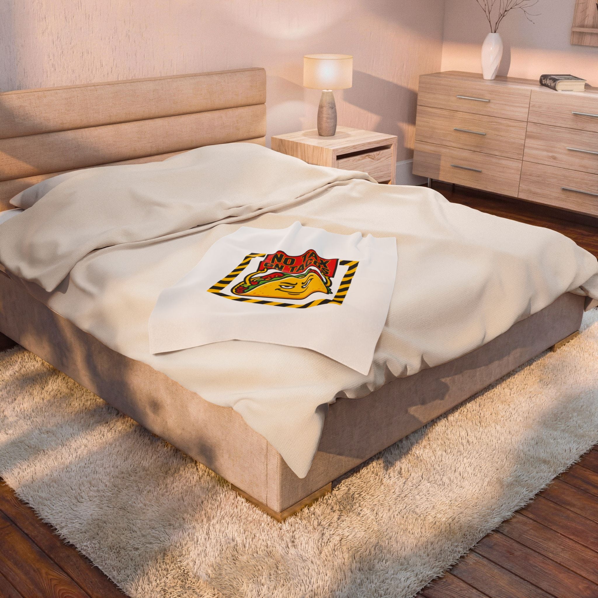 No Tax On Tacos Blanket | political taco meme, tariff protest typography