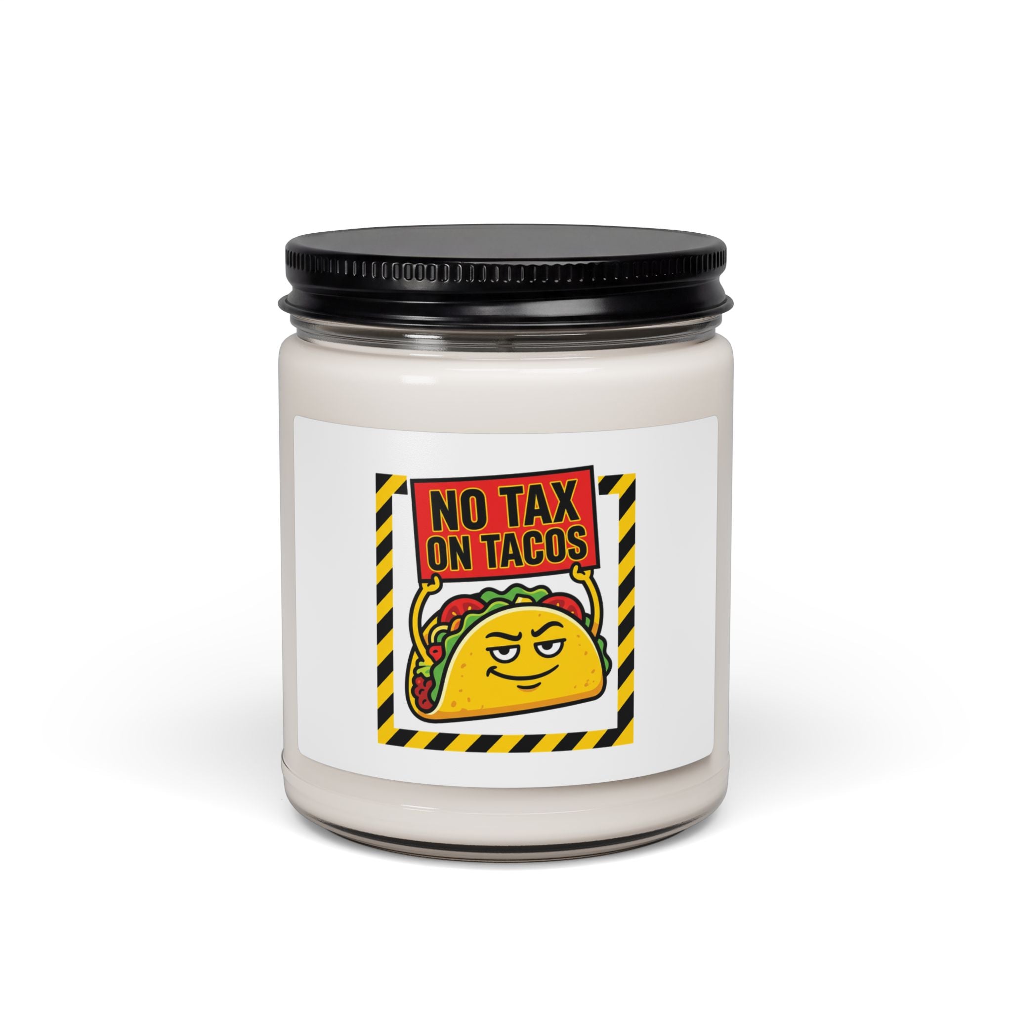No Tax on Tacos Candle | political taco pun, protest typography