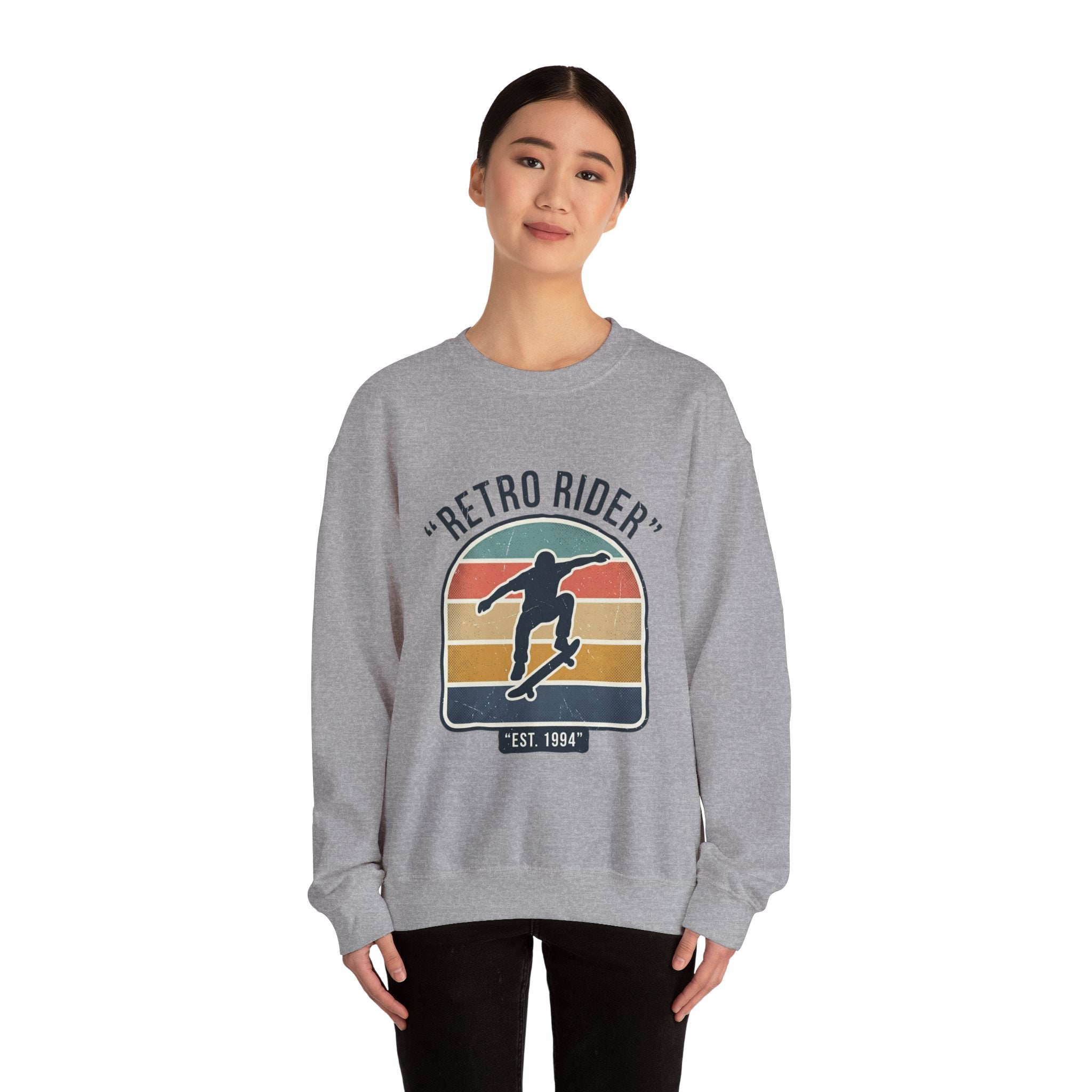 Retro Rider Skate Sweatshirt — Vintage Skateboard Crewneck