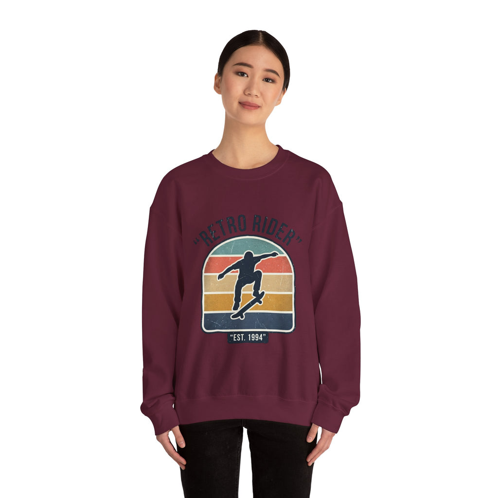 Retro Rider Skate Sweatshirt — Vintage Skateboard Crewneck