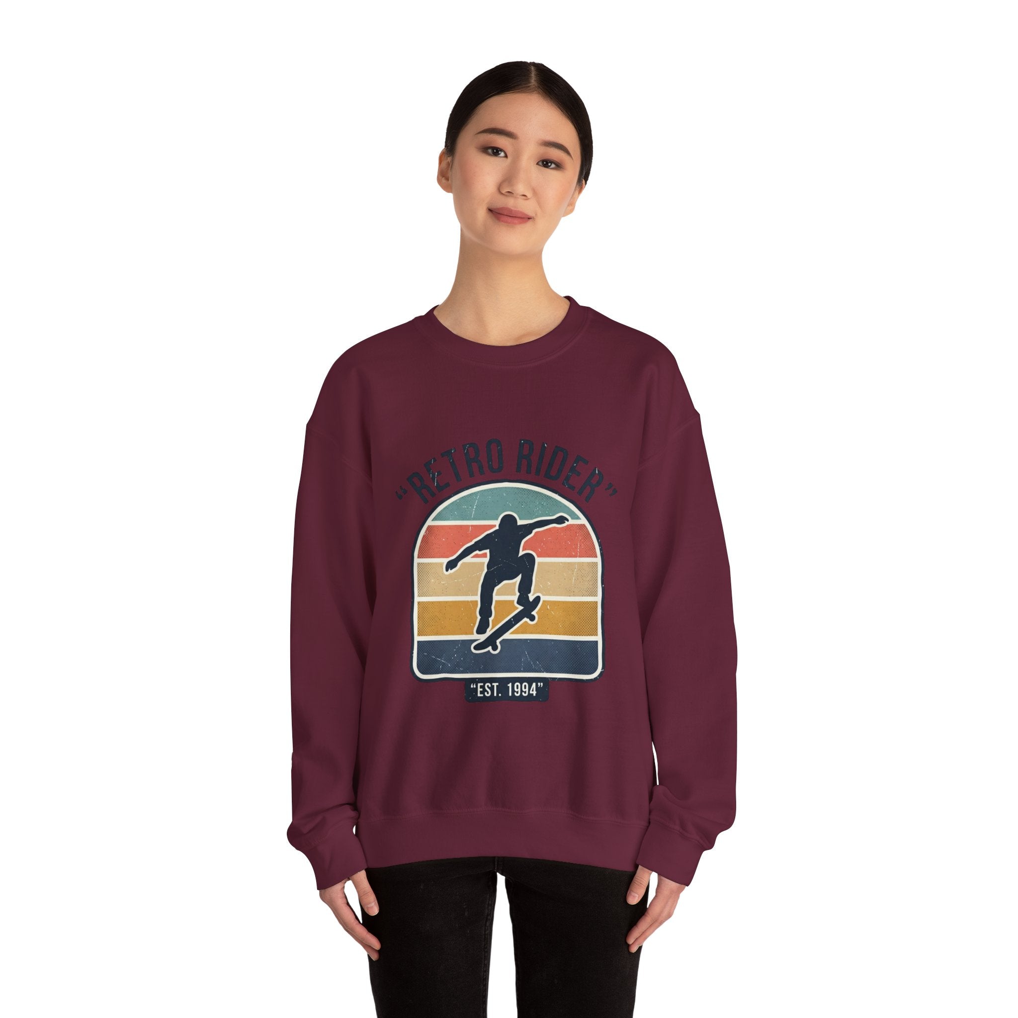Retro Rider Skate Sweatshirt — Vintage Skateboard Crewneck