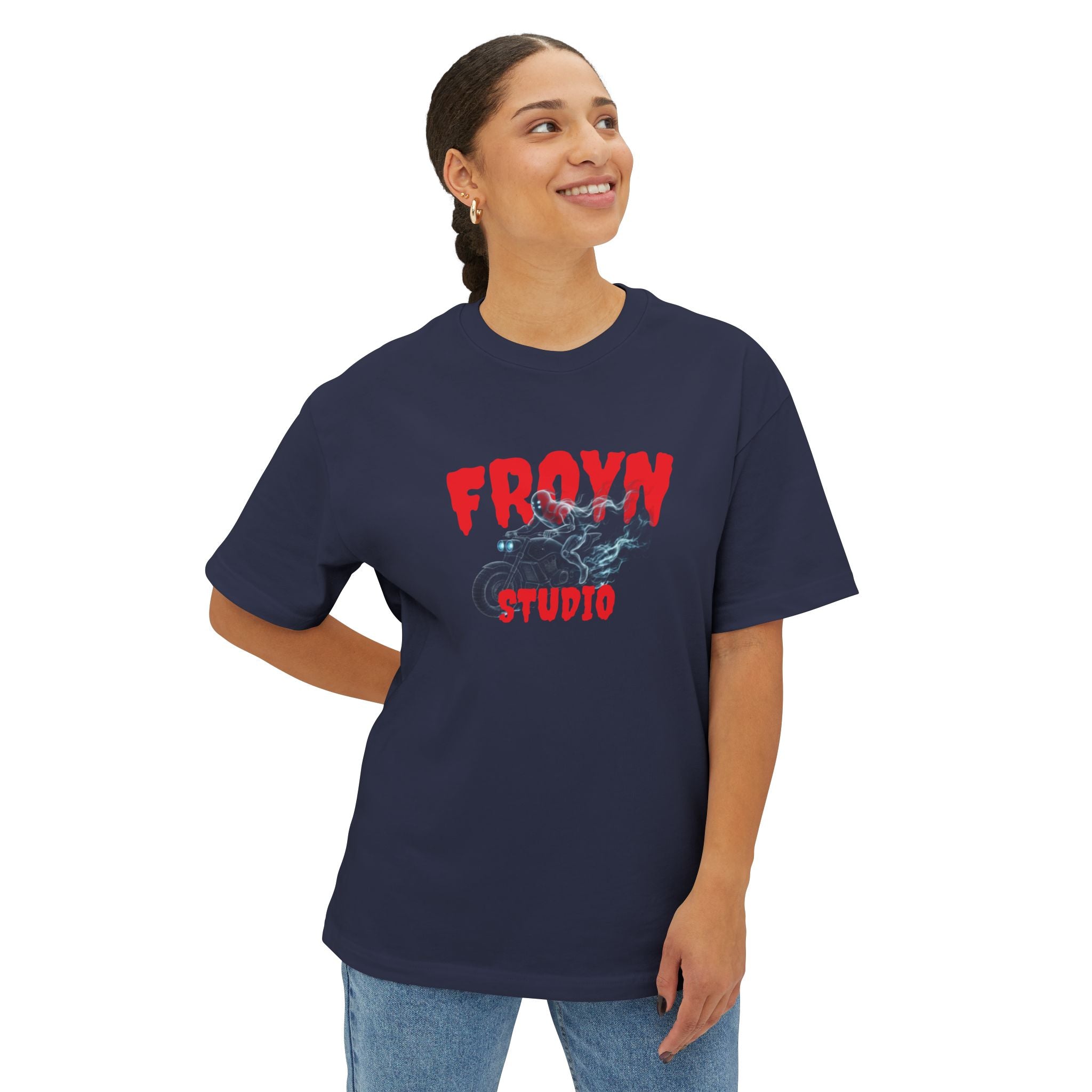 FROYN Studio Graphic Tee — Dark Oversized Boxy T‑Shirt