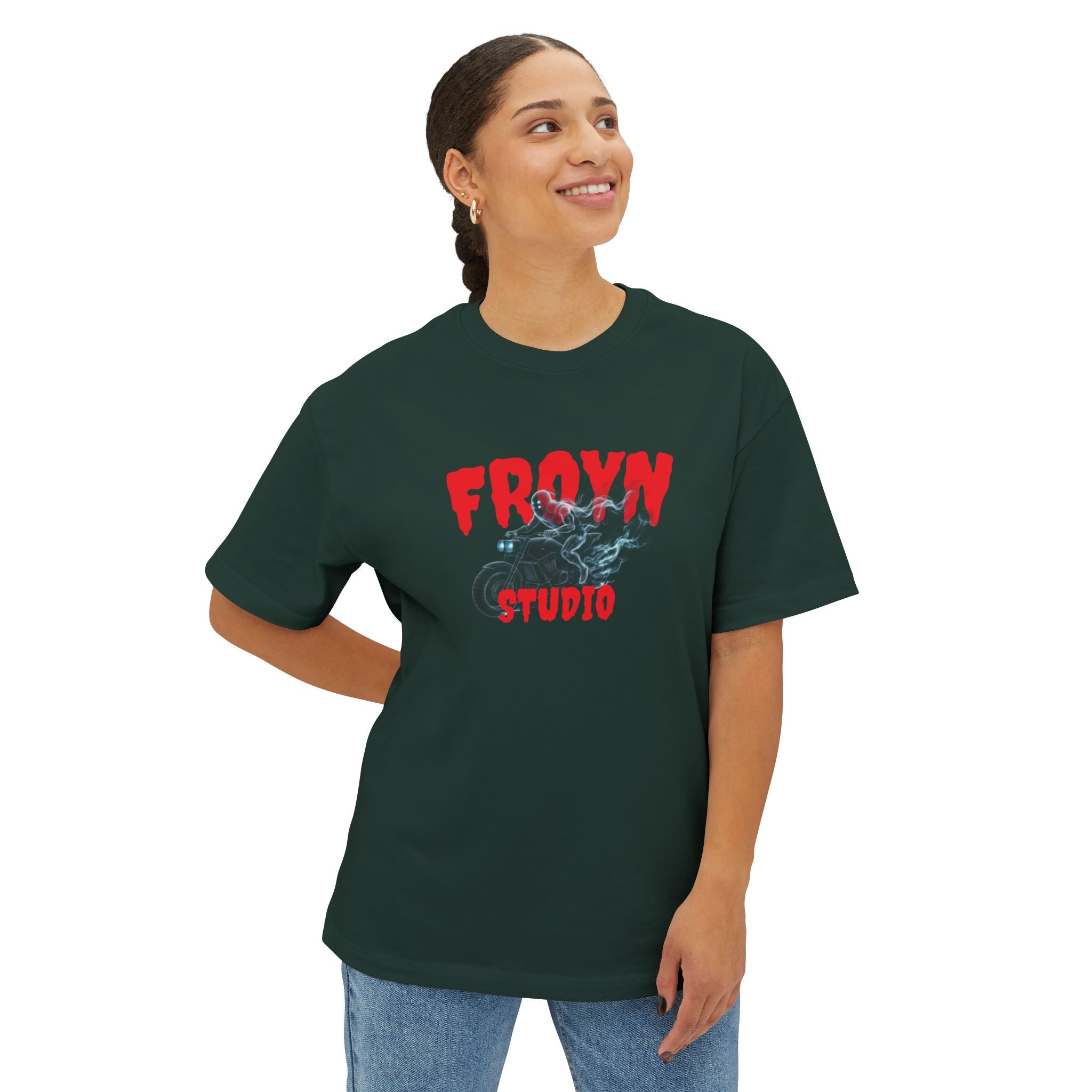 FROYN Studio Graphic Tee — Dark Oversized Boxy T‑Shirt