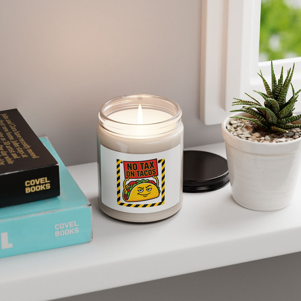 No Tax on Tacos Candle | political taco pun, protest typography