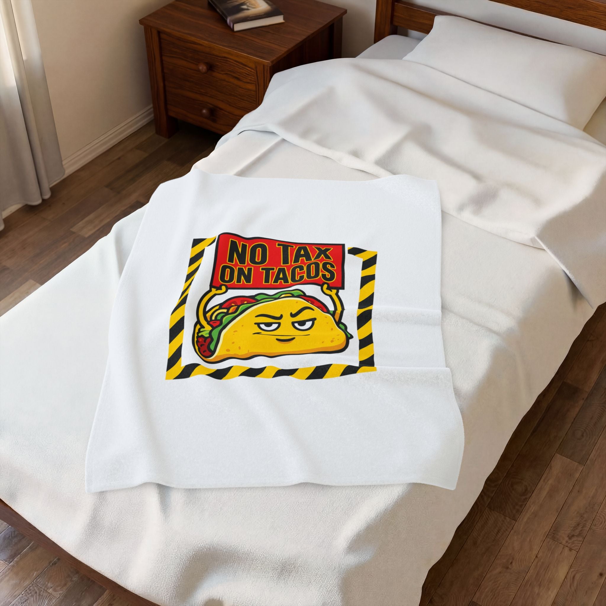 No Tax On Tacos Blanket | political taco meme, tariff protest typography