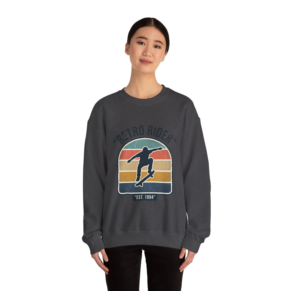 Retro Rider Skate Sweatshirt — Vintage Skateboard Crewneck