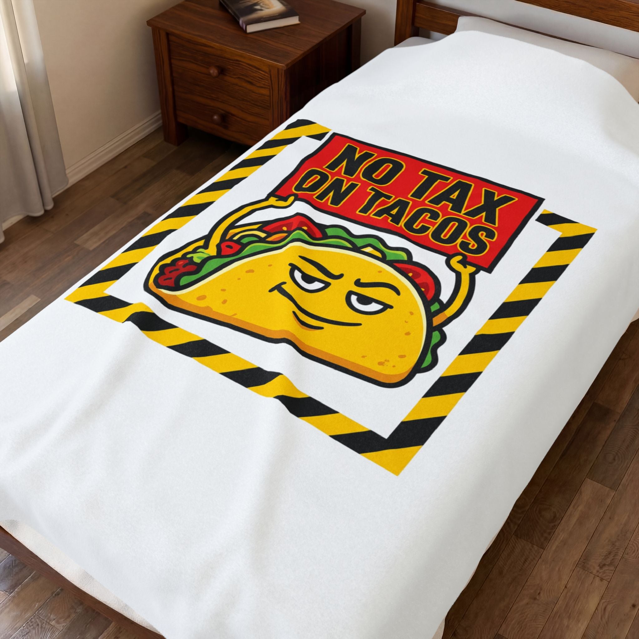 No Tax On Tacos Blanket | political taco meme, tariff protest typography