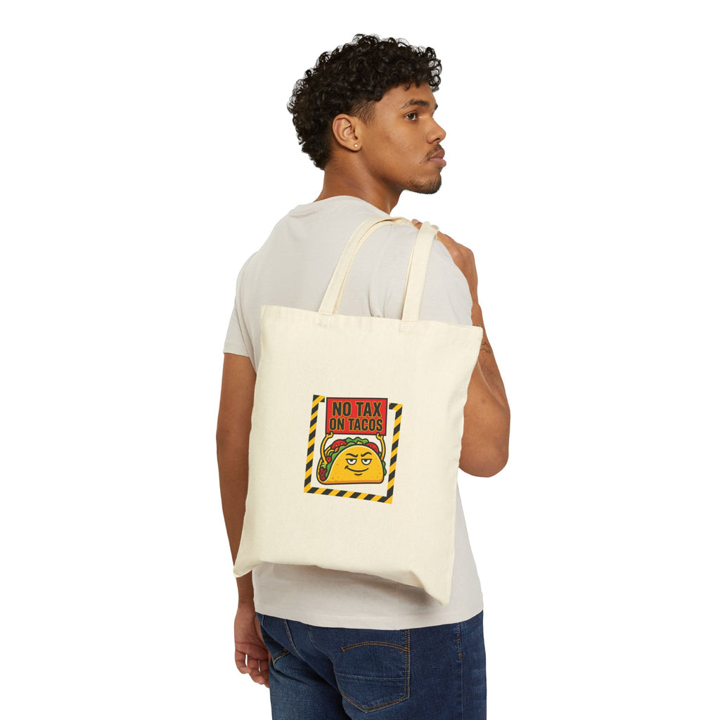 No Tax on Tacos Tote | political taco pun, tariff backtrack meme